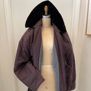 ESPRIT Women's Quilted Field Jacket with Removable Faux Fur Collar